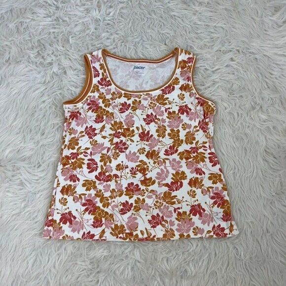Pacer Vintage Y2K Womens Pink & Orange Floral Sleeveless Tank Top Size Small - Picture 1 of 11